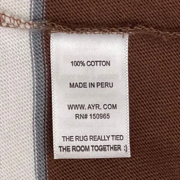 AYR Brown & White Striped Long Sleeve Cotton Top – Size XS - Picture 3 of 7